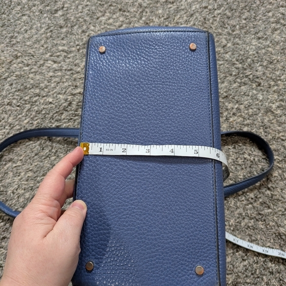 Kate Spade Blue Pebbled Leather Satchel Tote Bag - Picture 13 of 16